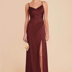 Birdy Grey Catherine Bridesmaid Dress in Cabernet Matte Satin - M